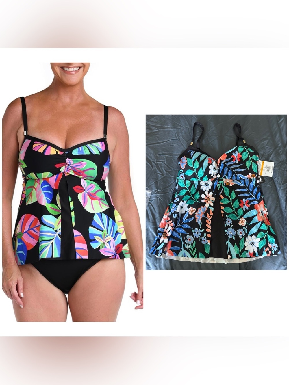 24th & Ocean Standard Flyaway Front Tankini Swimsuit Top, Multi//Seaside Floral